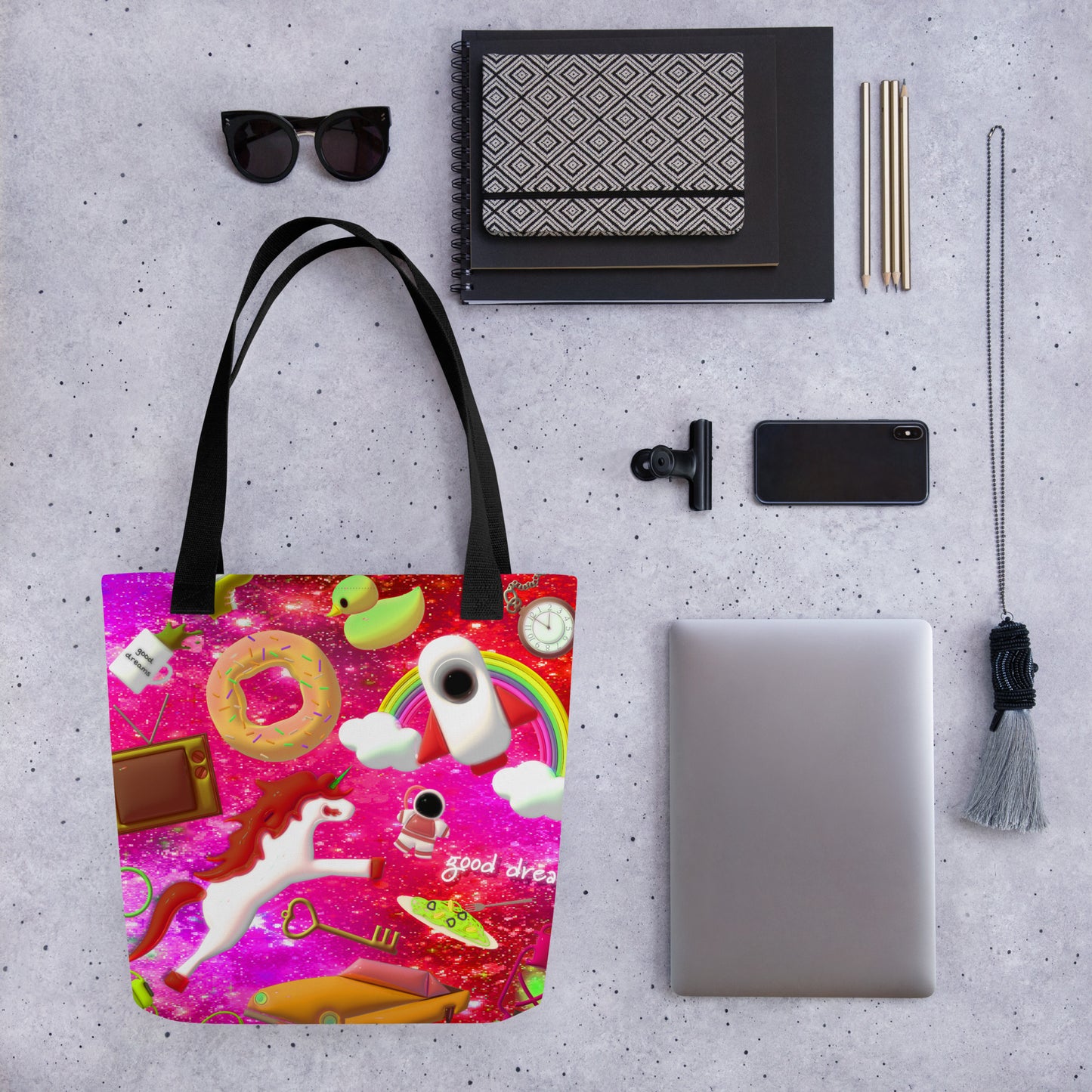 【送料無料】UNIVERSE ローズ|全面プリントトートバック