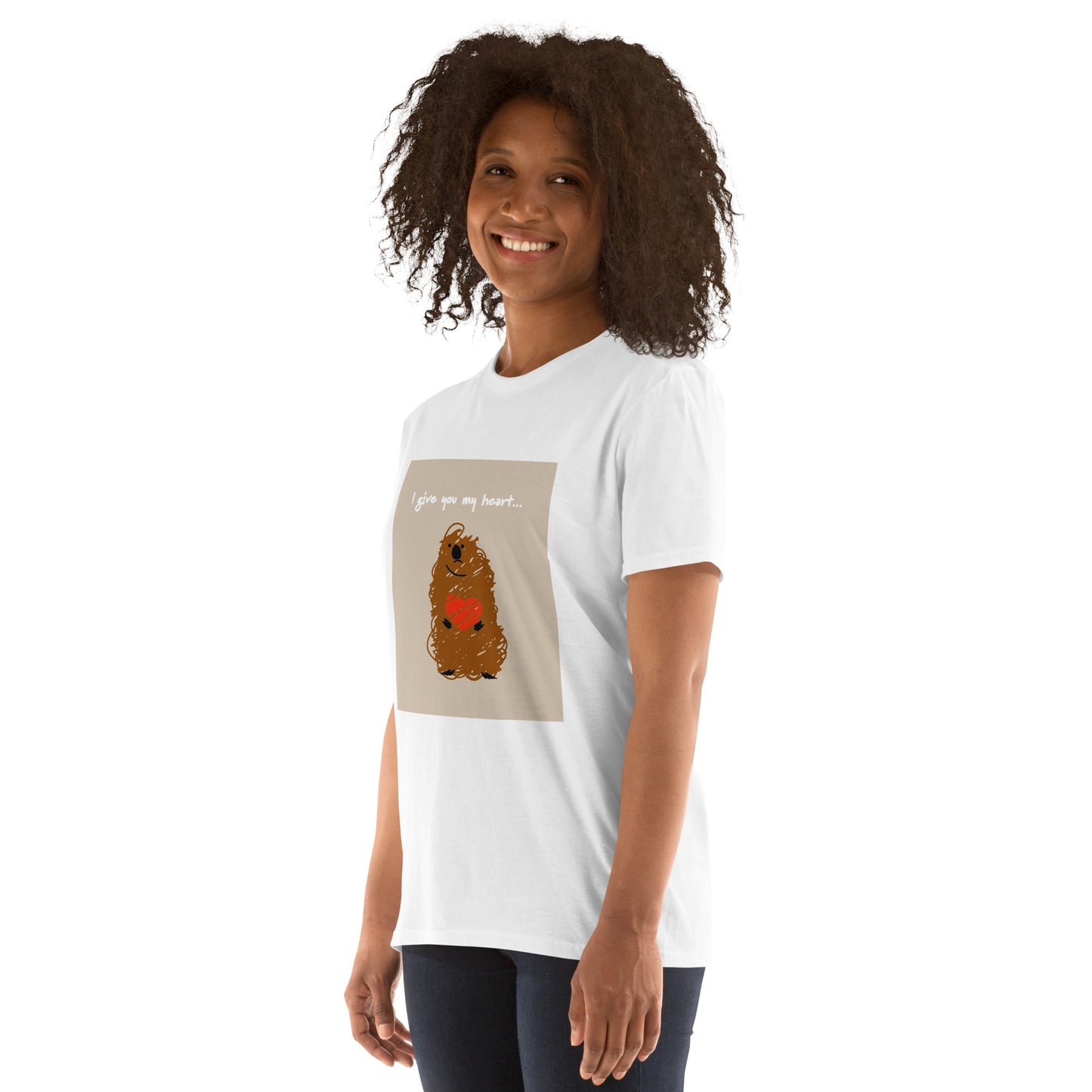 【送料無料】I give you my heart... ベージュ|Tシャツ(ホワイト・ブラック)