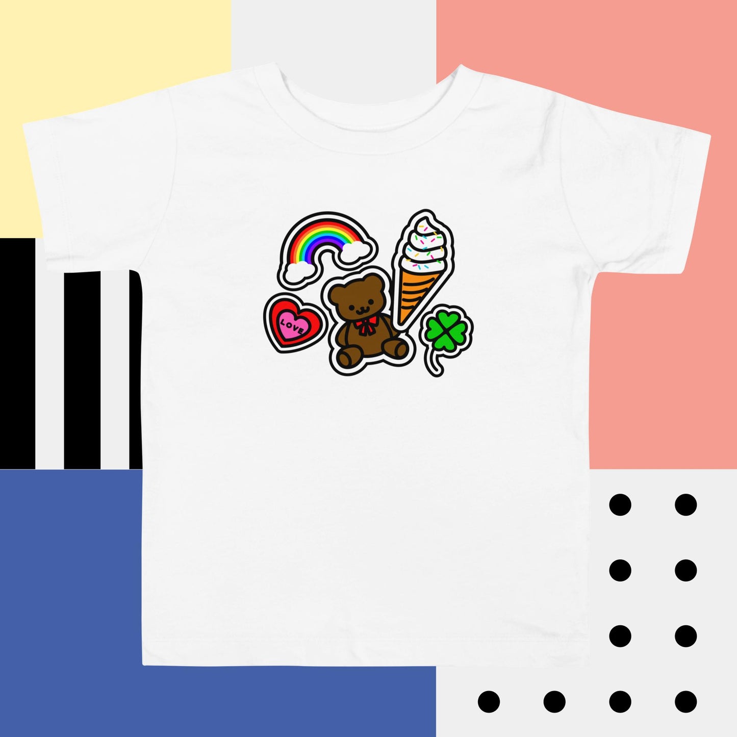 【送料無料】シール（ピンク）｜幼児用Tシャツ（ホワイト）