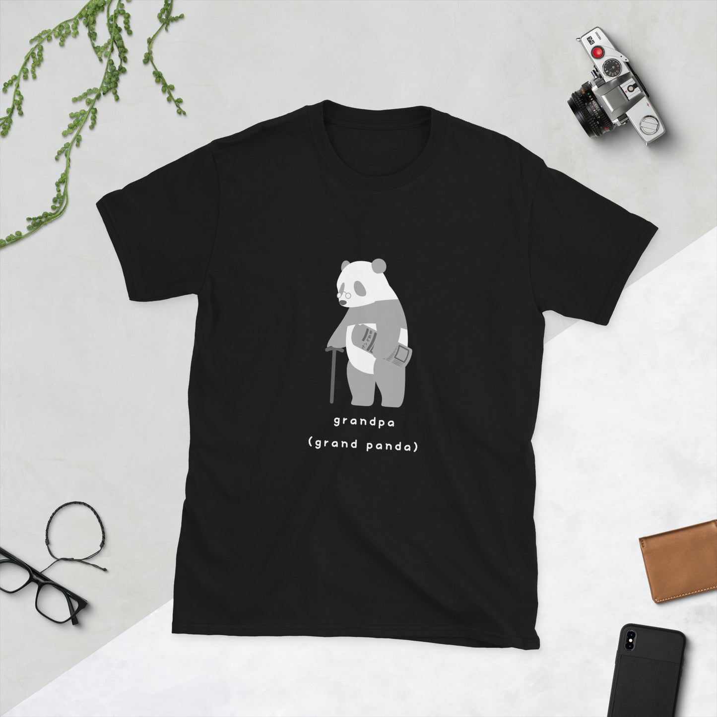 【送料無料】grandpa (grand panda)｜Ｔシャツ（ブラック）