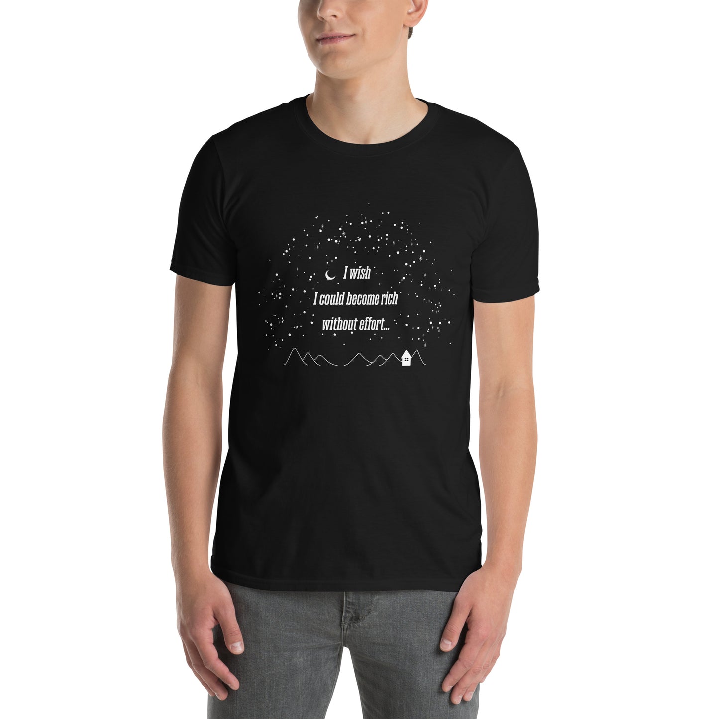 【送料無料】I wish I could become rich without effort…｜Ｔシャツ（ブラック）