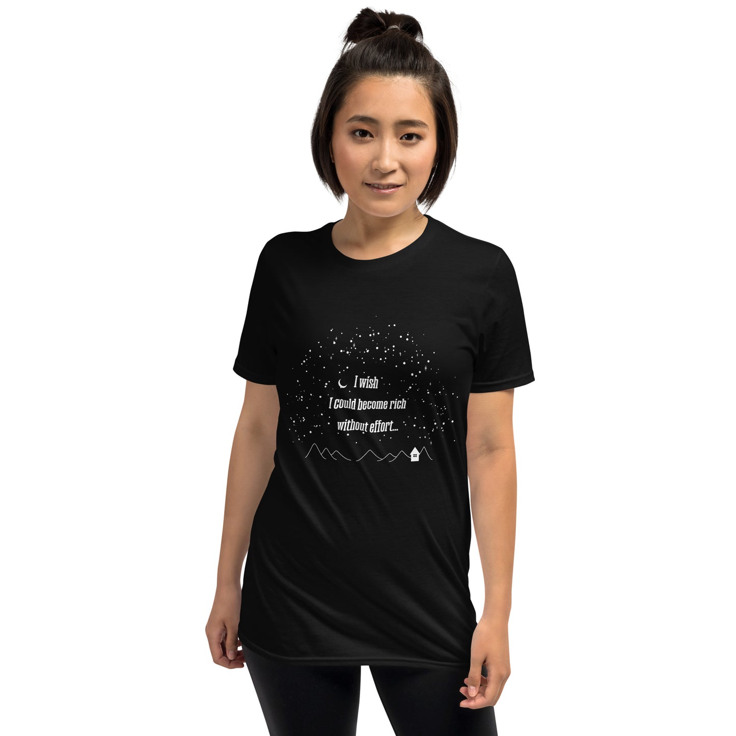 【送料無料】I wish I could become rich without effort…｜Ｔシャツ（ブラック）