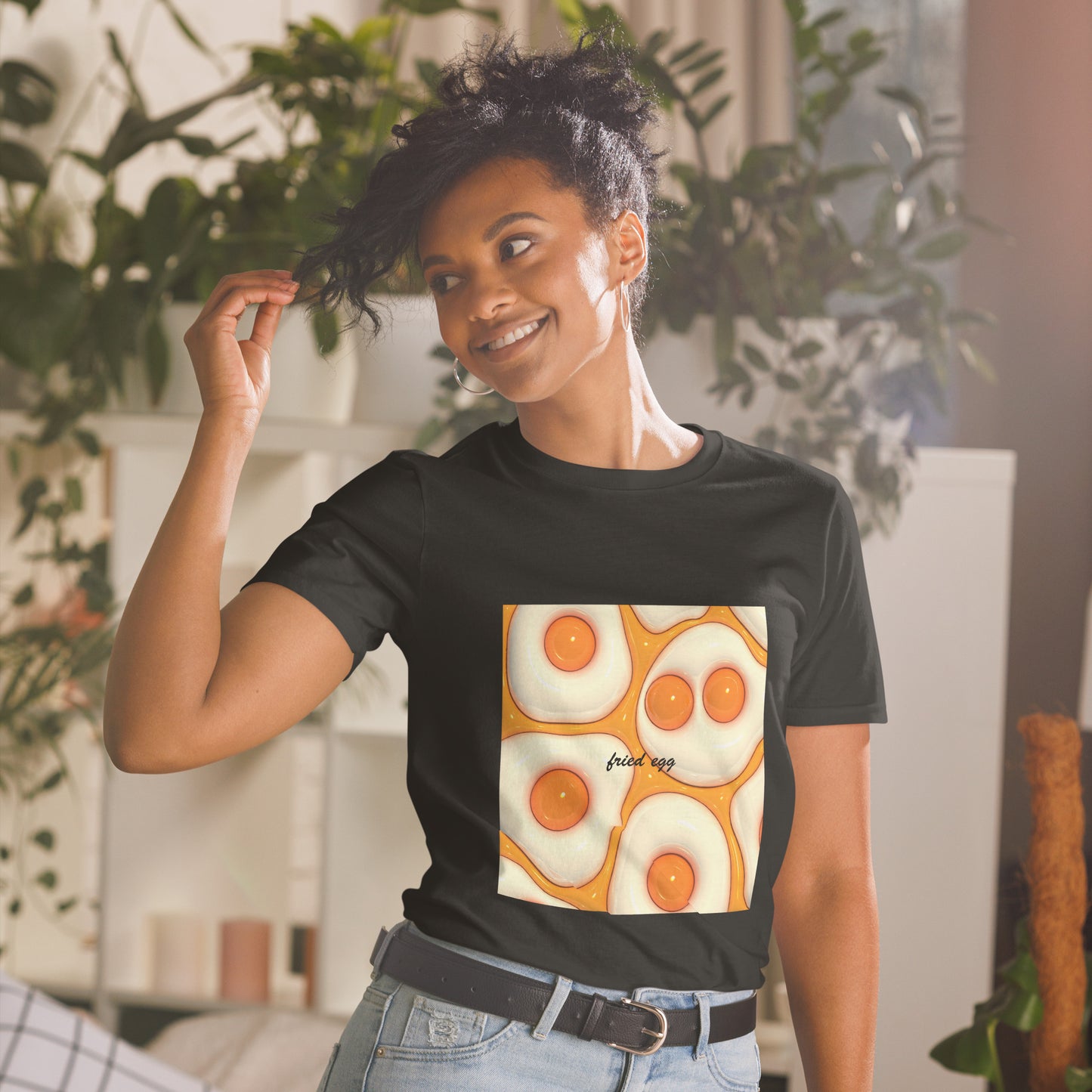 【送料無料】fried egg オレンジ｜Ｔシャツ（ホワイト・ブラック）