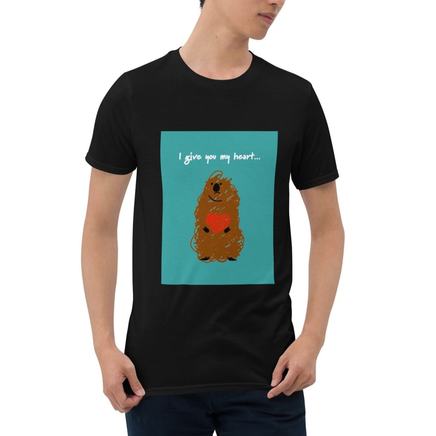 【送料無料】I give you my heart... エメラルドグリーン｜Ｔシャツ（ホワイト・ブラック）