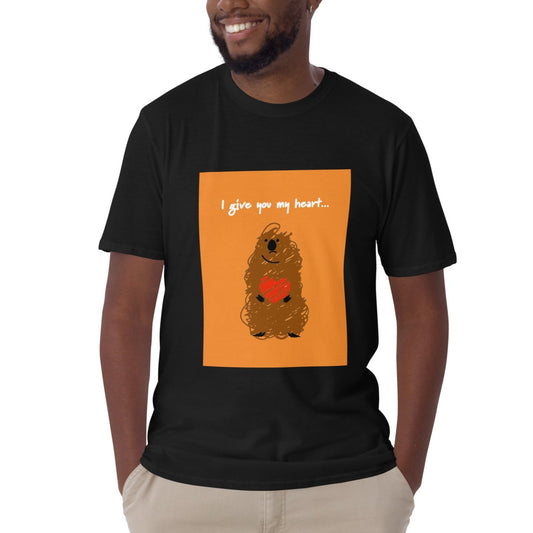 【送料無料】I give you my heart... オレンジ｜Ｔシャツ（ホワイト・ブラック）