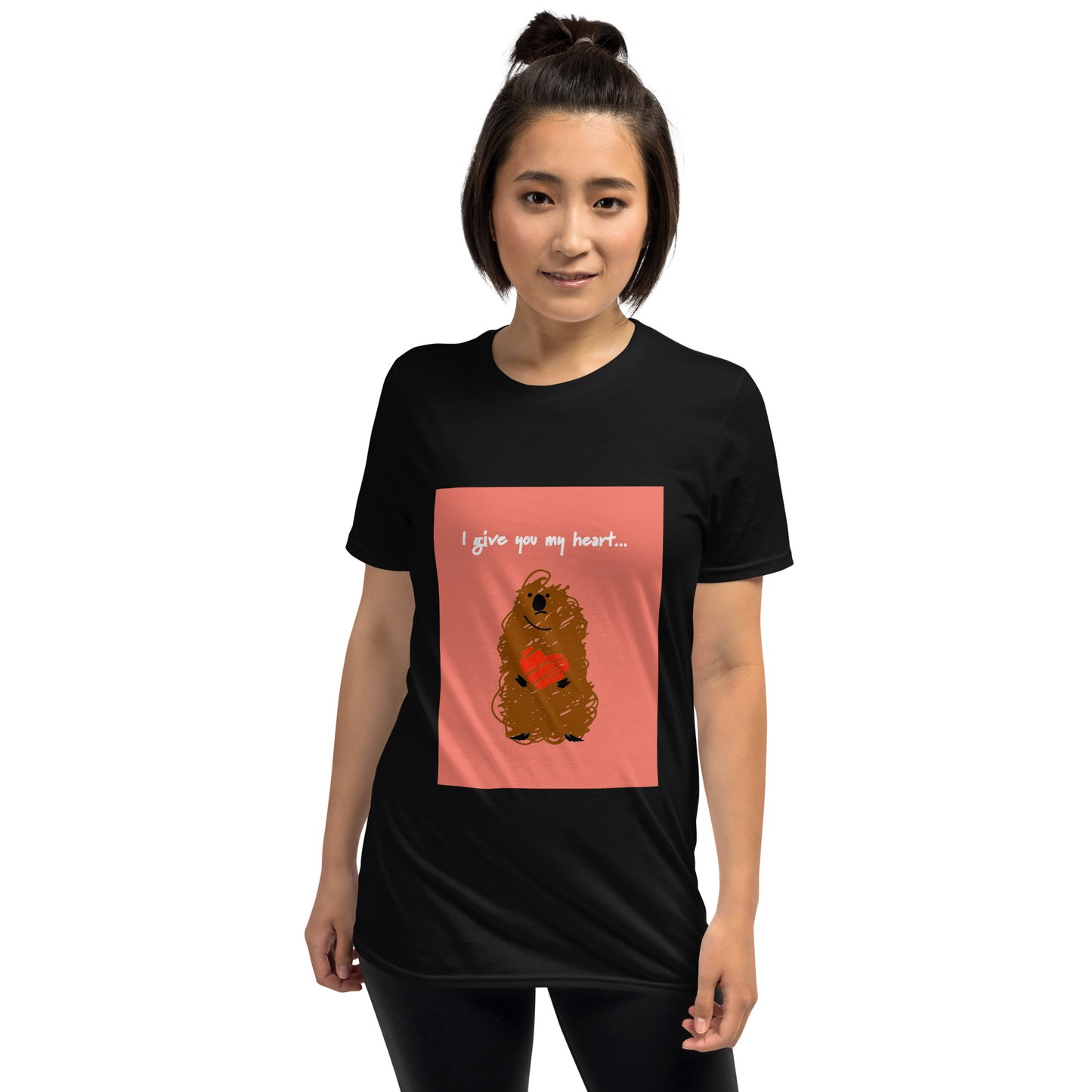 【送料無料】I give you my heart... ピーチ｜Ｔシャツ（ホワイト・ブラック）