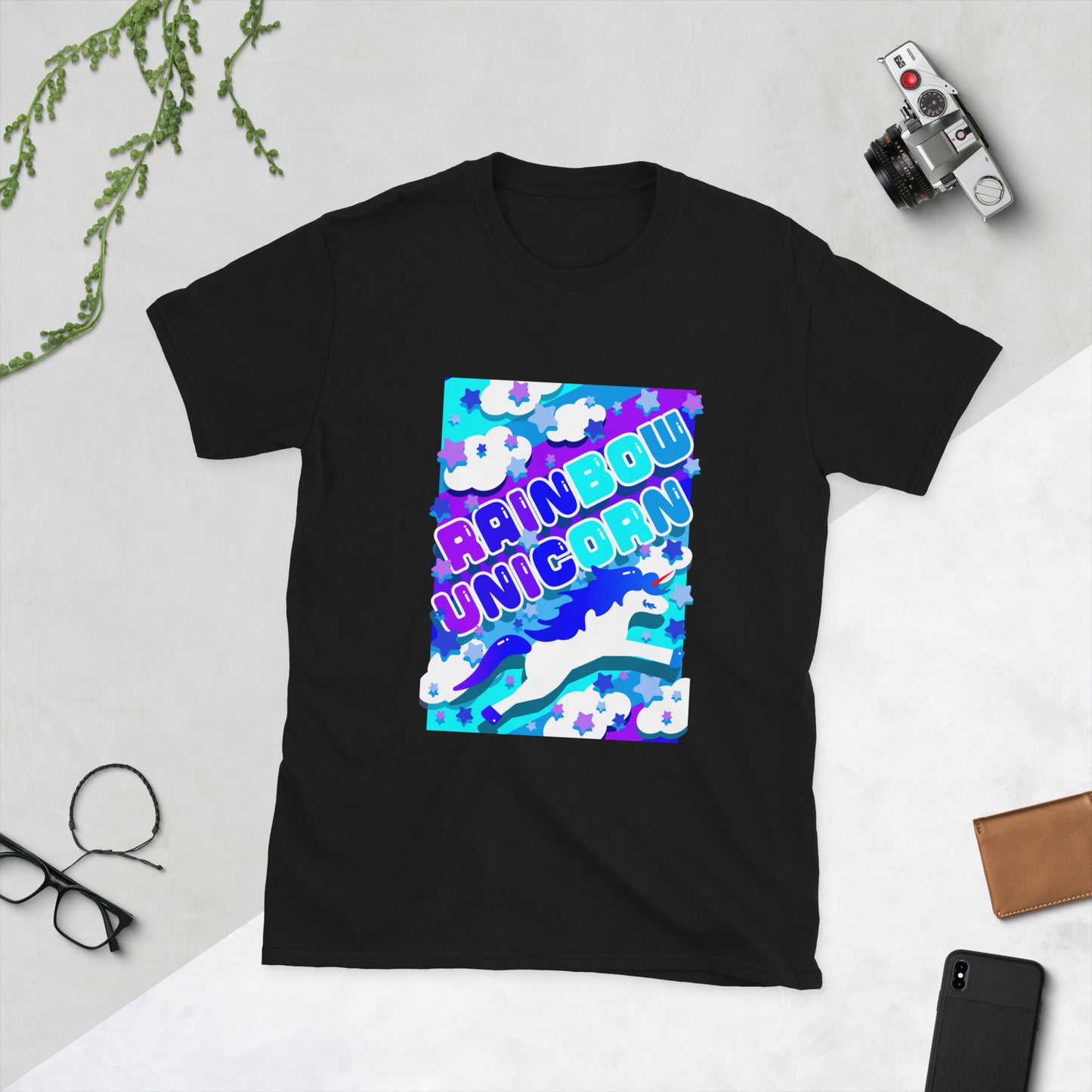 【送料無料】RAINBOW UNICORN ソーダ｜Ｔシャツ（ホワイト・ブラック）