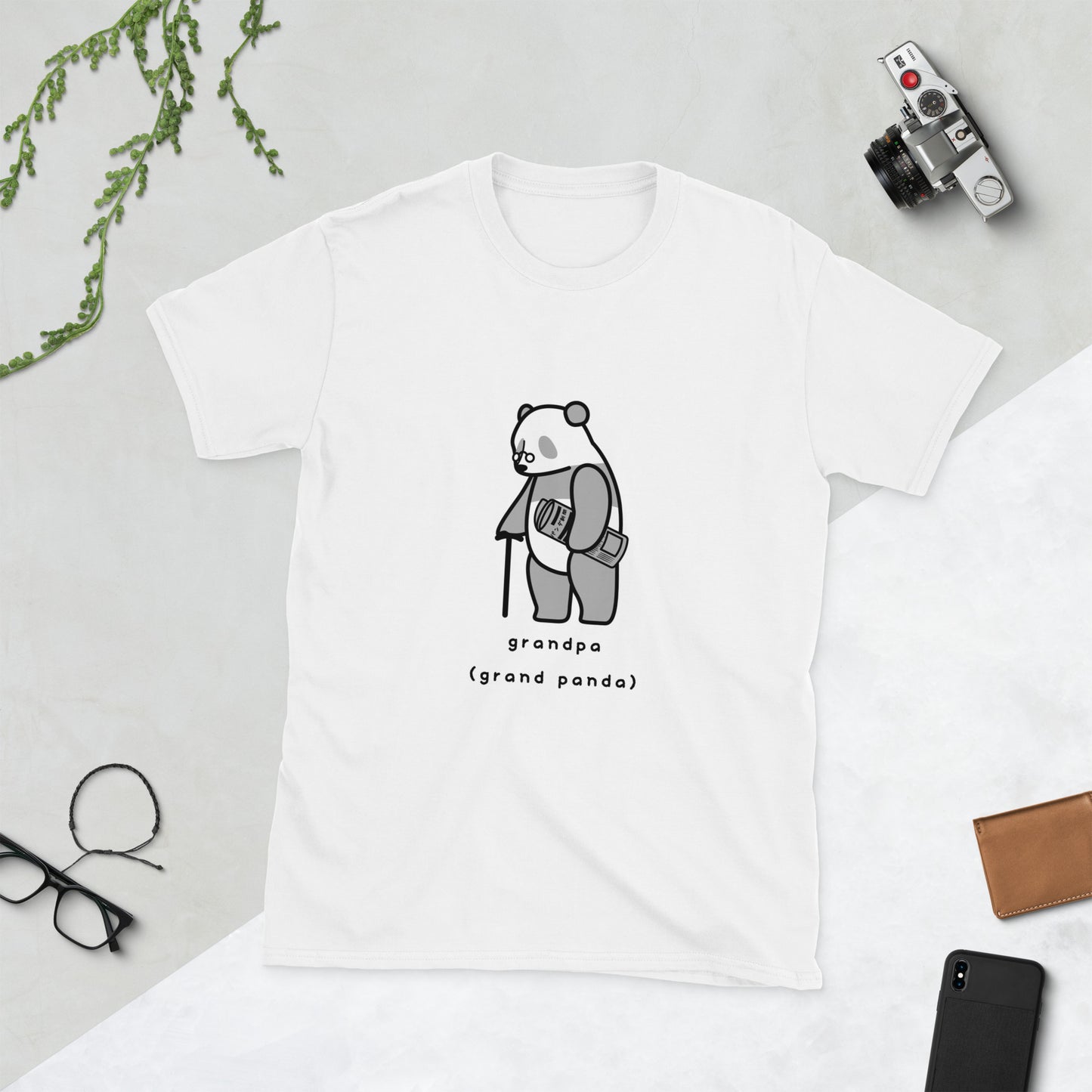 【送料無料】grandpa (grand panda)｜Ｔシャツ（ホワイト）