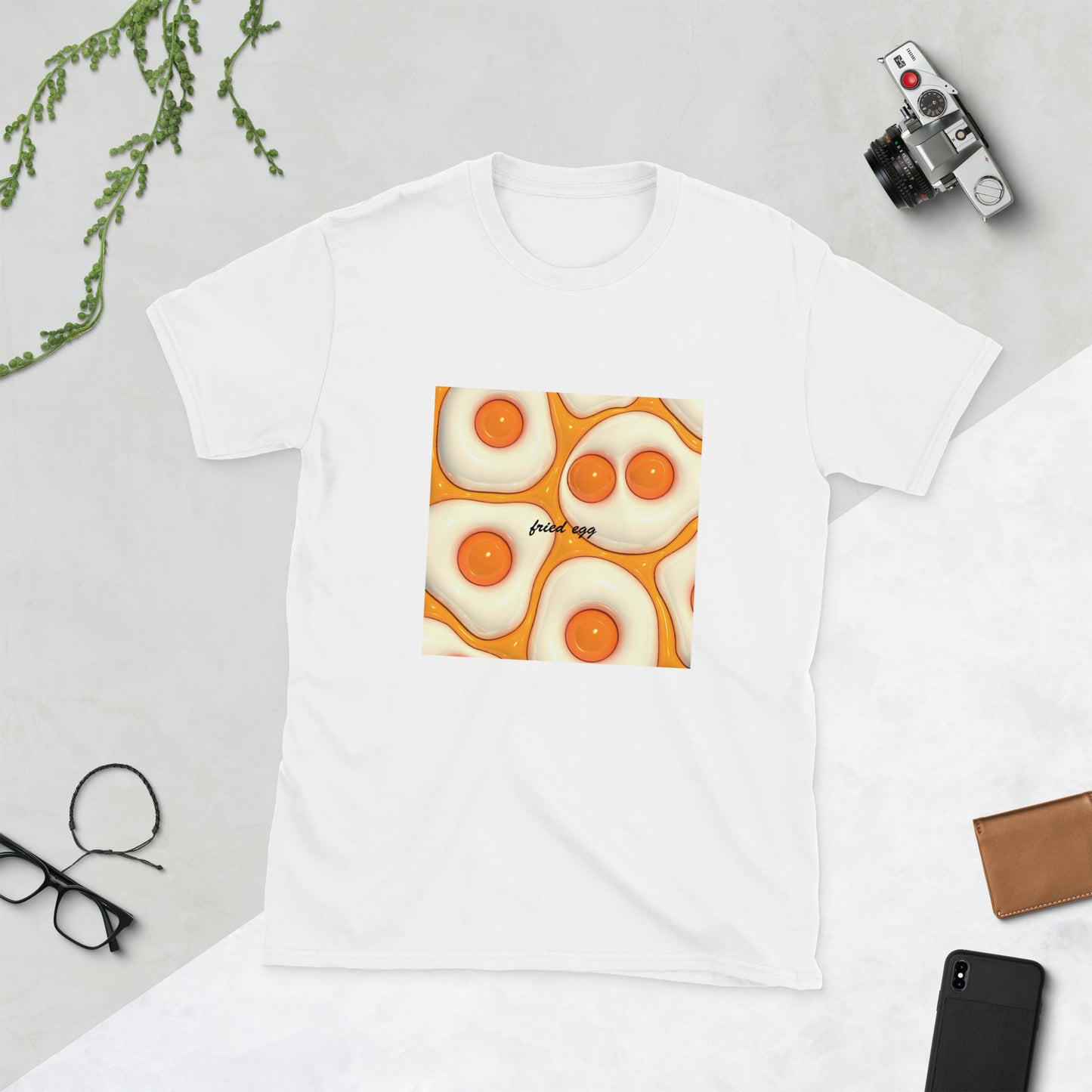 【送料無料】fried egg オレンジ｜Ｔシャツ（ホワイト・ブラック）