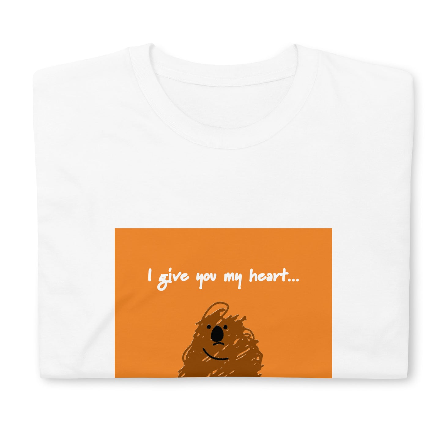 【送料無料】I give you my heart... オレンジ｜Ｔシャツ（ホワイト・ブラック）