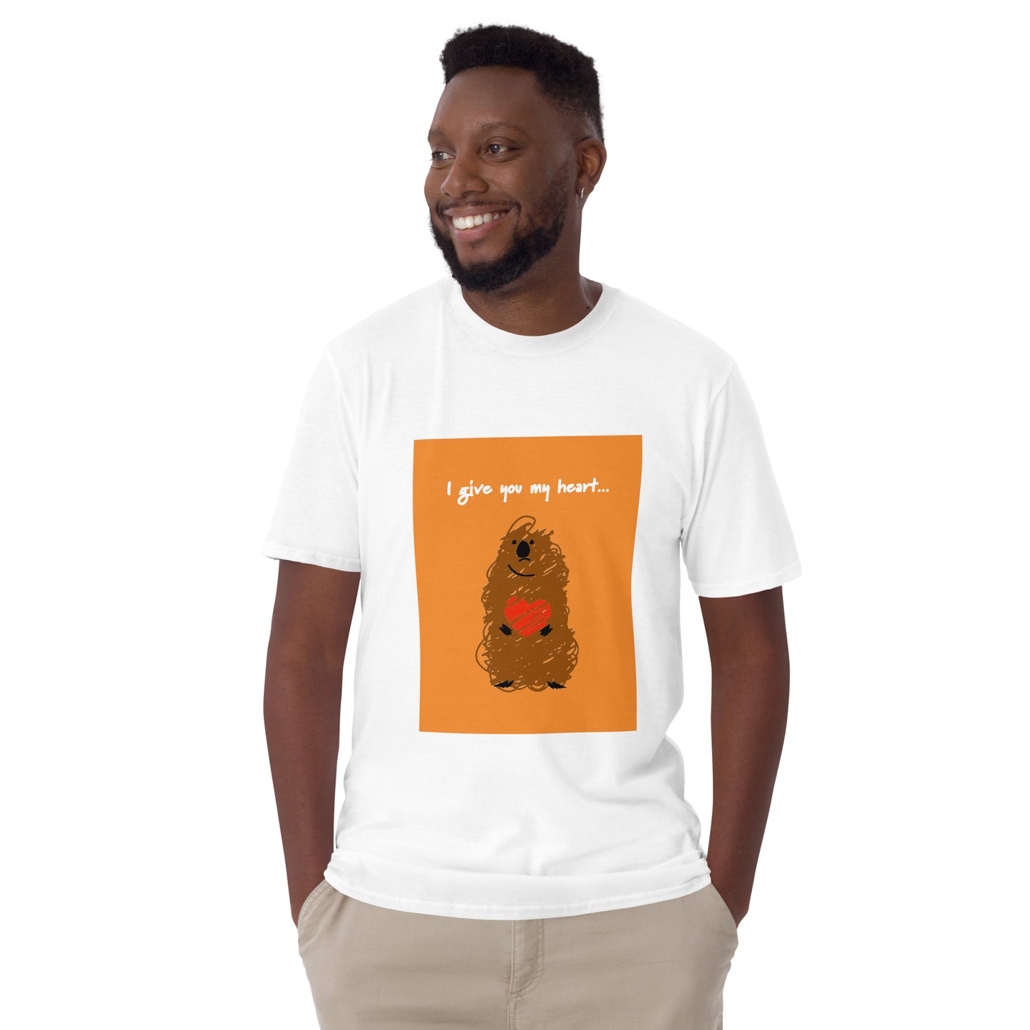 【送料無料】I give you my heart... オレンジ｜Ｔシャツ（ホワイト・ブラック）