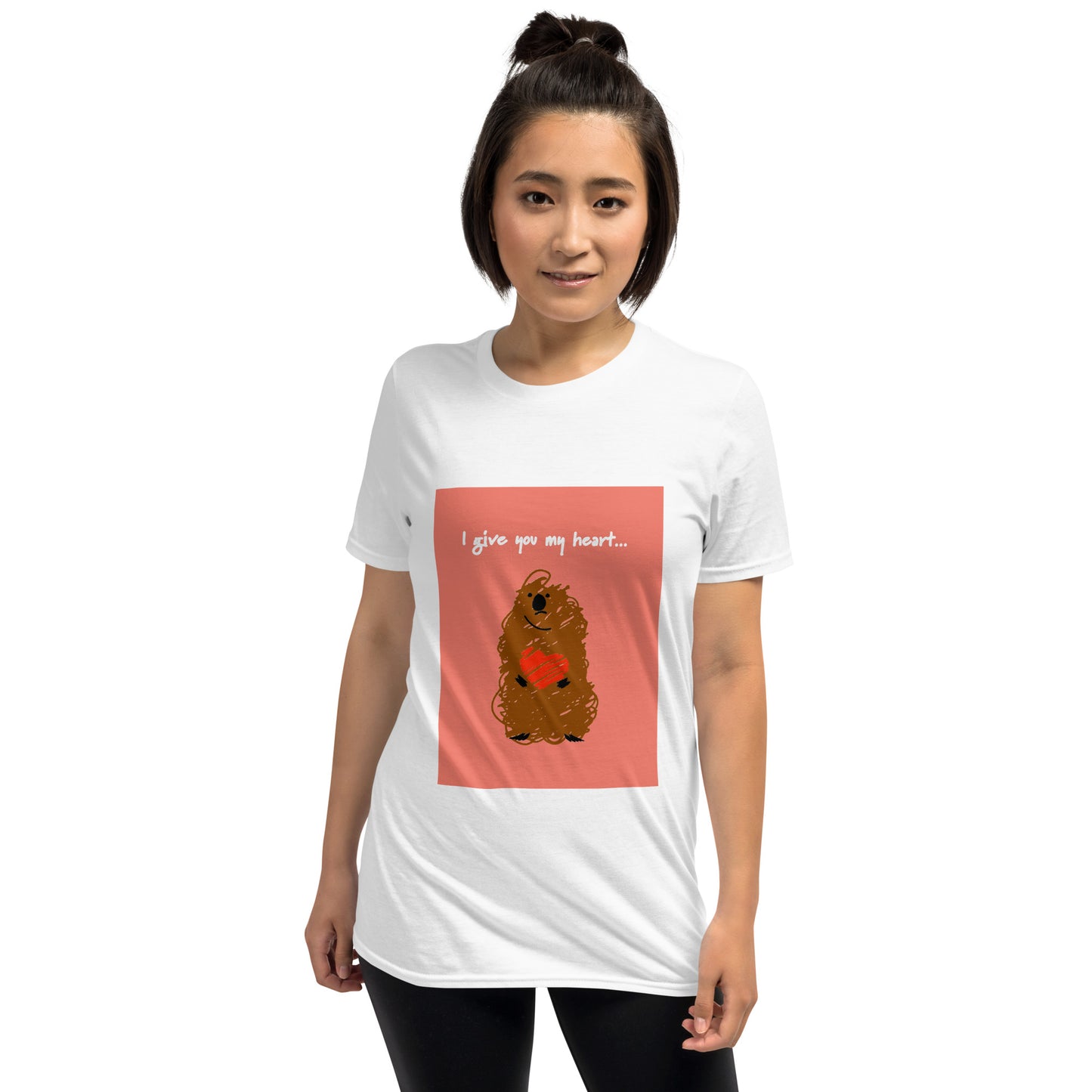 【送料無料】I give you my heart... ピーチ｜Ｔシャツ（ホワイト・ブラック）