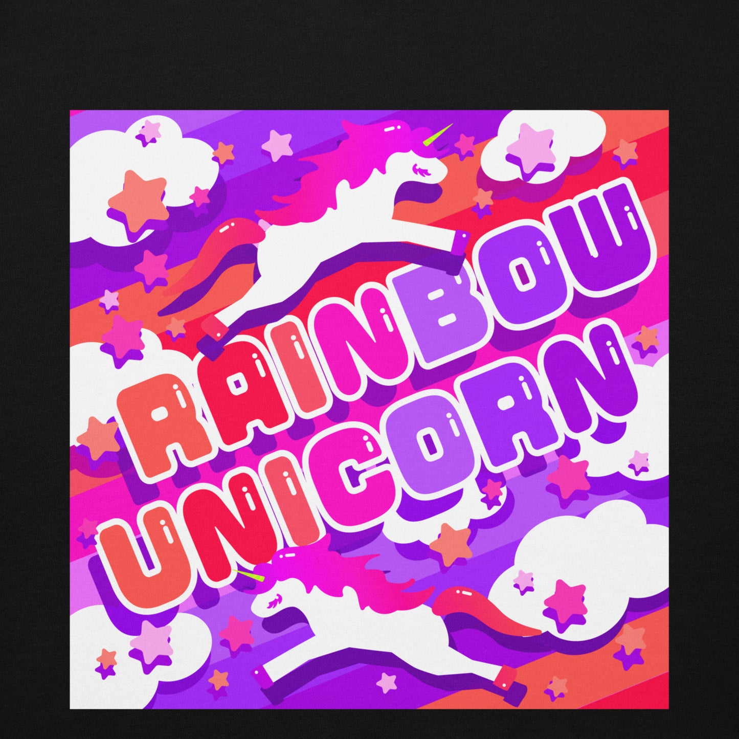 【送料無料】RAINBOW UNICORN チェリー｜パーカー（ホワイト・ブラック）