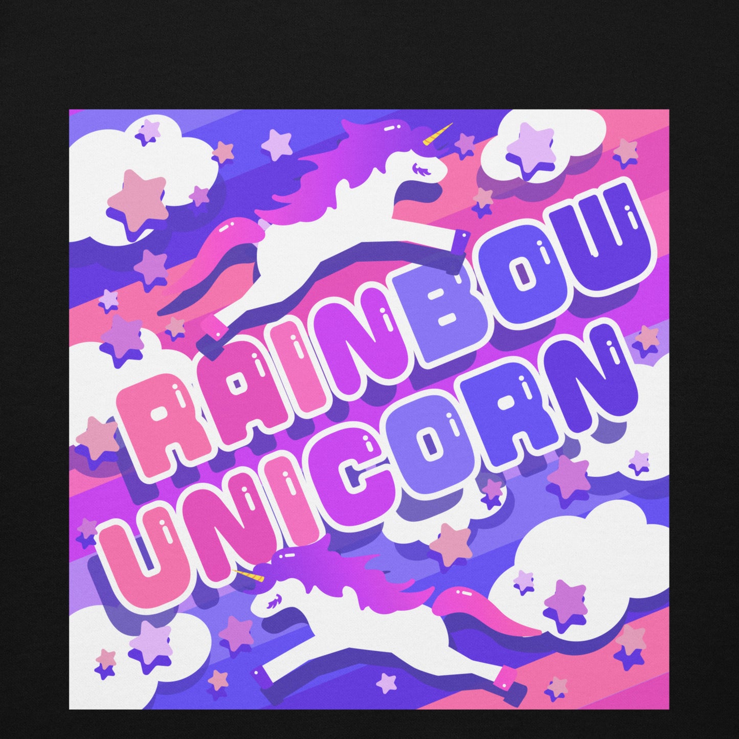 【送料無料】RAINBOW UNICORN バイオレット｜パーカー（ホワイト・ブラック）