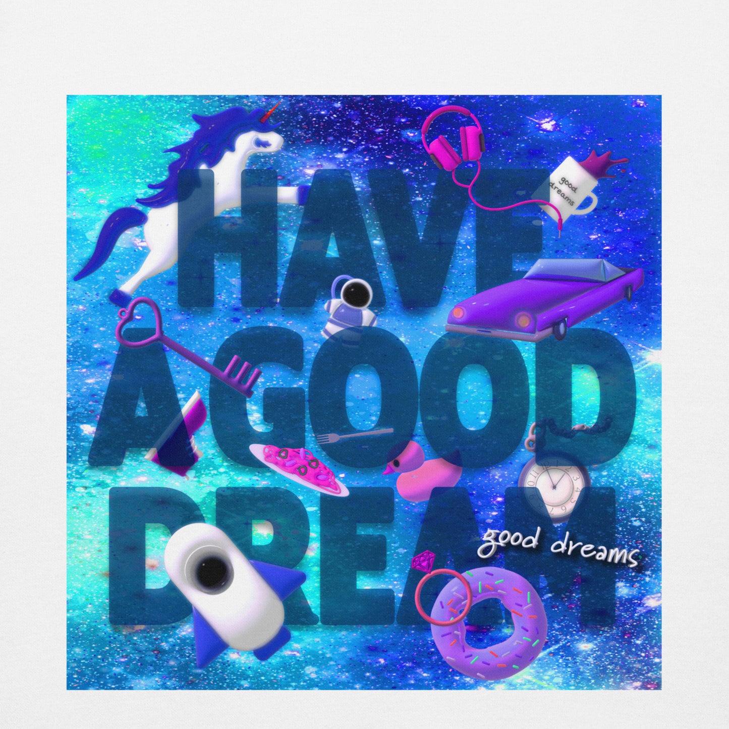 【送料無料】HAVE A GOOD DREAM ブルー｜パーカー（ホワイト・ブラック）