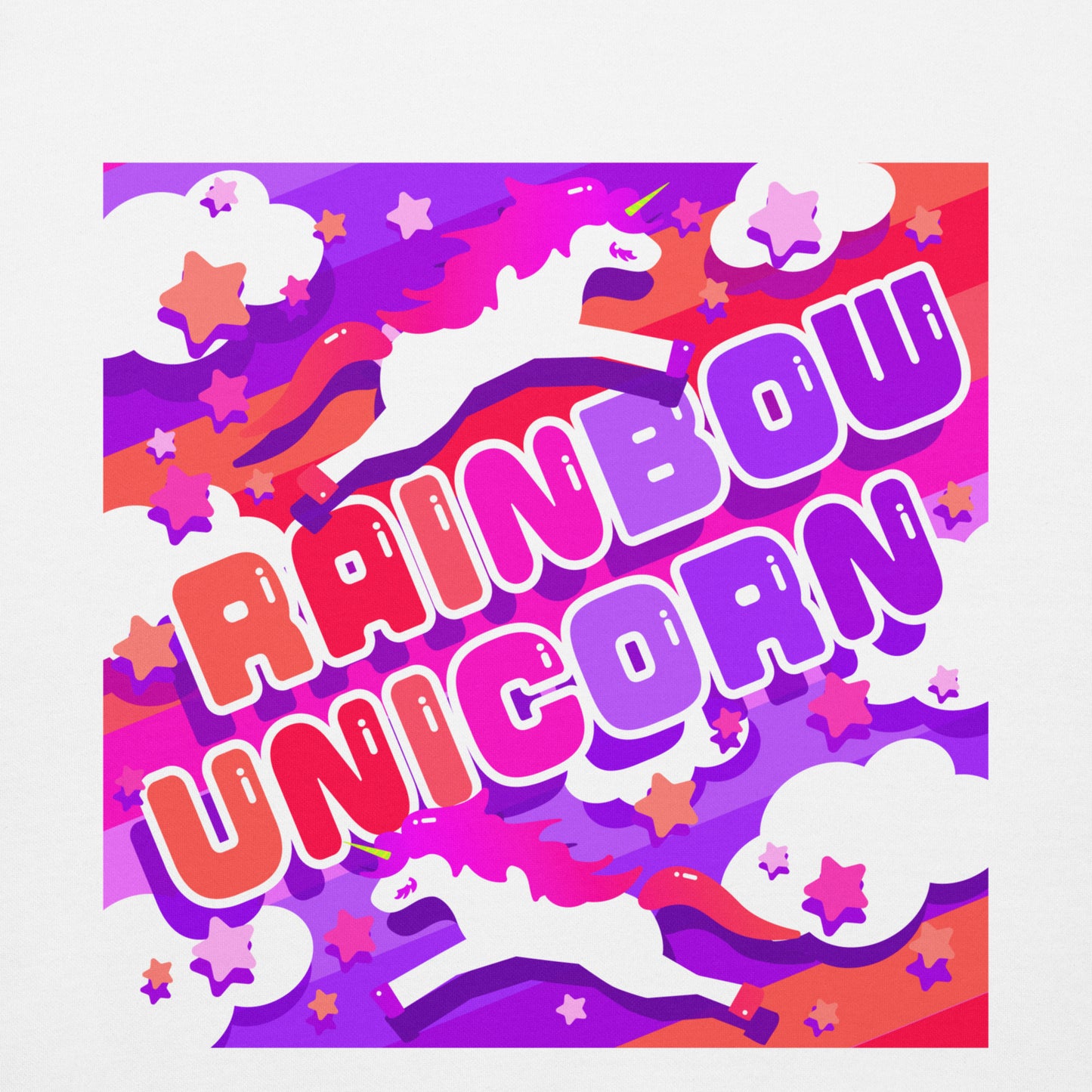 【送料無料】RAINBOW UNICORN チェリー｜パーカー（ホワイト・ブラック）