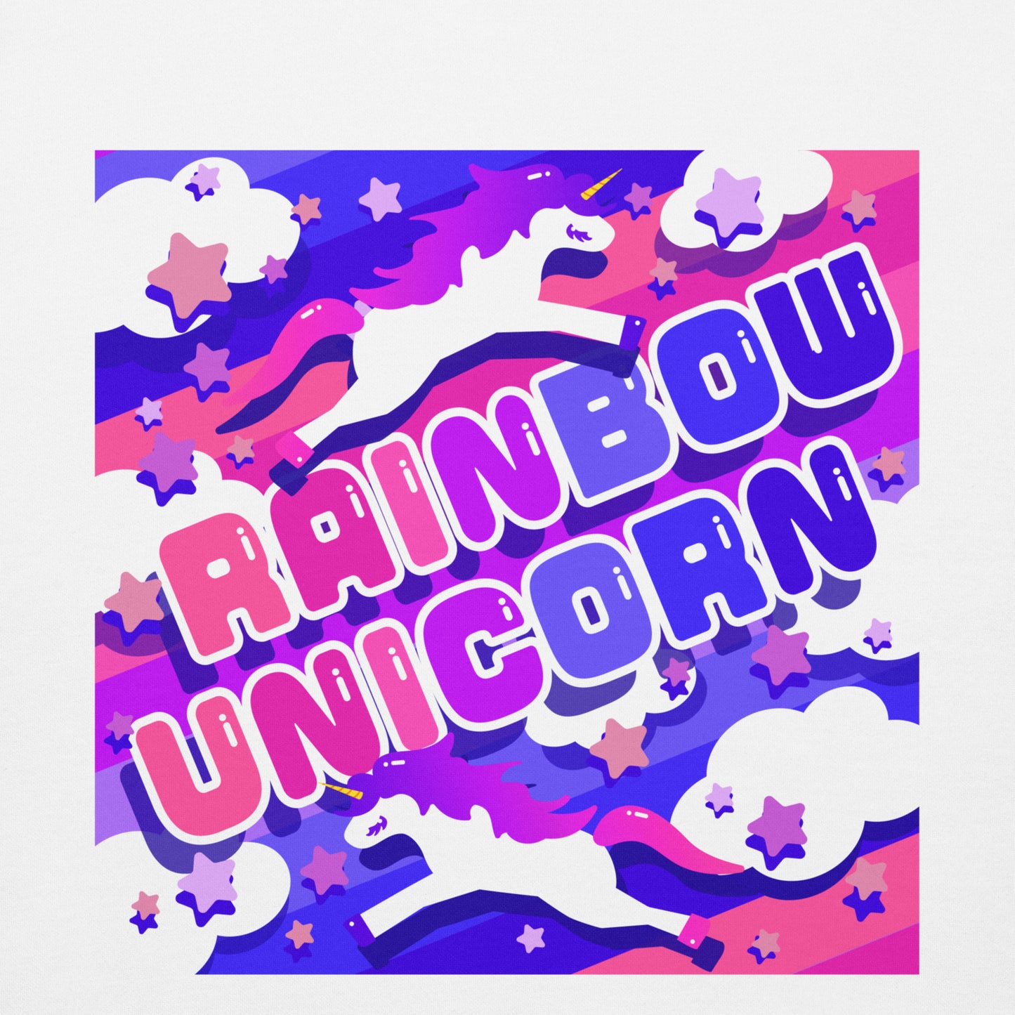 【送料無料】RAINBOW UNICORN バイオレット｜パーカー（ホワイト・ブラック）